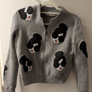 Alice + Olivia Charcoal Zip-Up Hoodie/Sweater